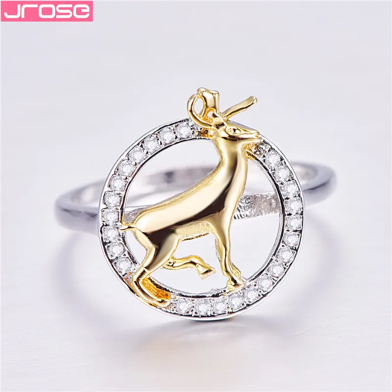 JROSE Оптовая Продажа Модные рождественские лося кольца для женщин цвет серебро