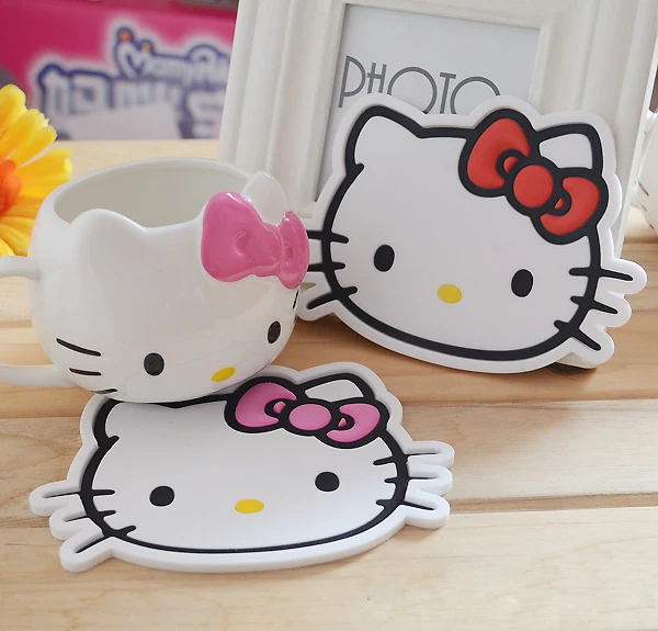 Kawaii Kitty Cat мультяшный коврик под кружку подстаканник. Столовая посуда изоляционные прокладки. Силиконовые Нескользящие коврики подстаканники. Столовые приборы. Декор стола