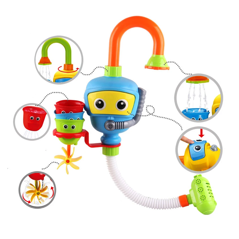 Wisthtime Baby Bath Toy Flow N Fill Spout 3 штабелируемые чашки и автоматический носик|Игрушки для