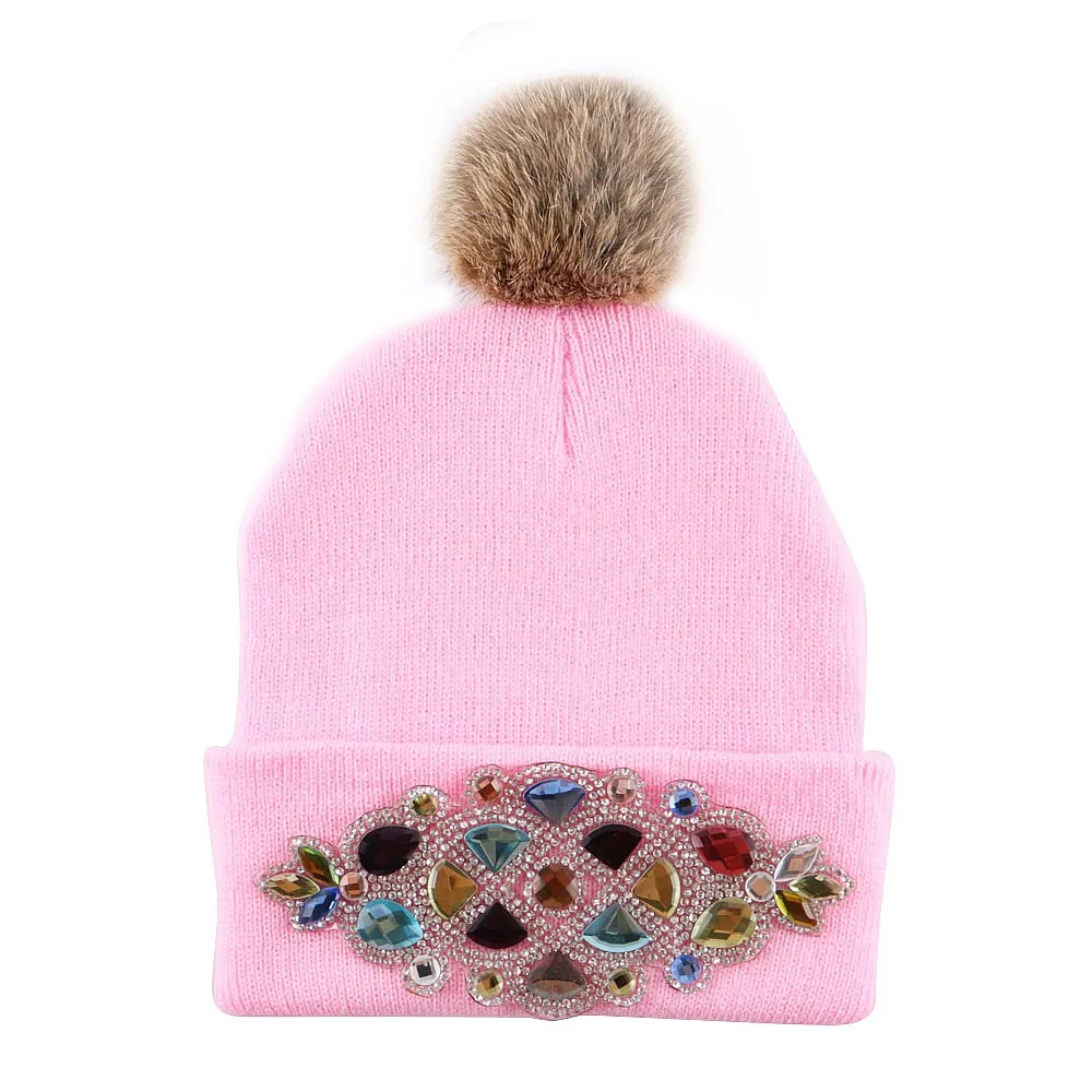 Оптовая продажа зимняя шапка с цветочным рисунком для мальчиков и девочек