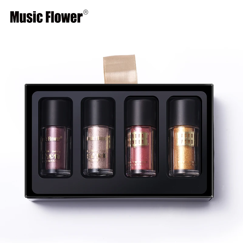 4 шт./лот Музыка цветов Марка блеск для век Loose Powder Diamond Shine Eye Shadow макияжа Shimmer