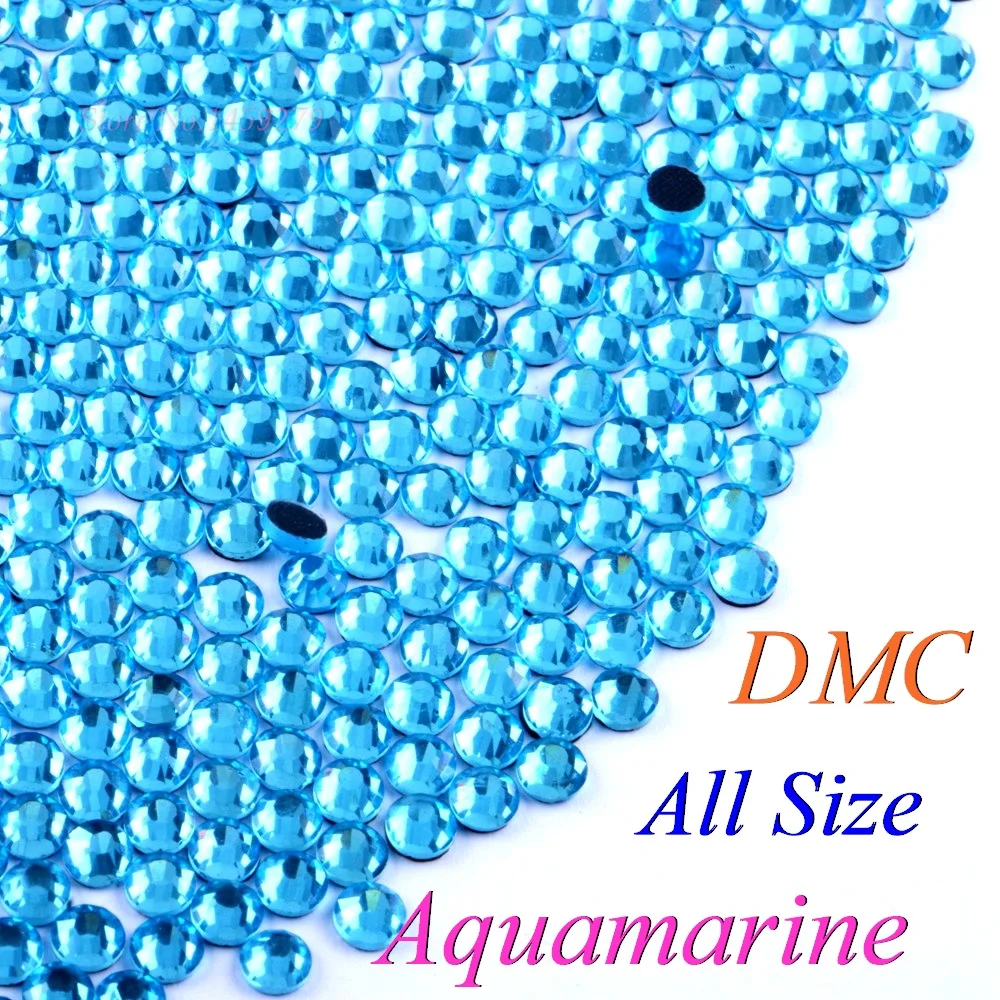 Все размеры! Стразы для горячей фиксации Aquamarine DMC SS6 SS10 SS16 SS20 SS30 стеклянные стразы