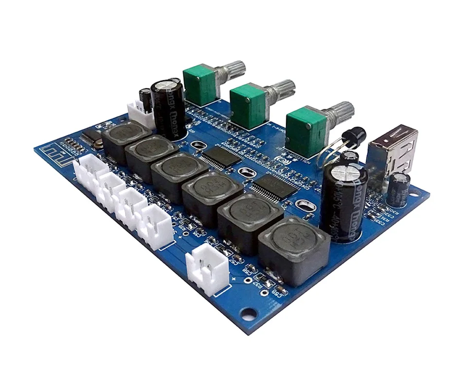 TPA3118 сабвуфер аудио усилитель плата 2X30 Вт+ 60 Вт HIFI 2,1 канальный Bluetooth 4,2 Цифровой усилитель с u-дисковым пультом дистанционного B6-001