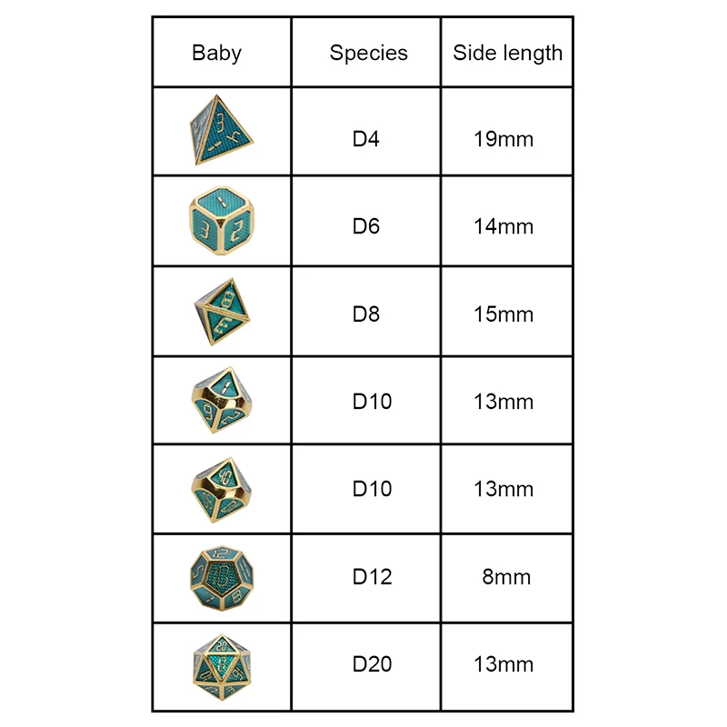 D&ampd metal dice set RPG polyhedral dungeons &amp dragons DND dices tabletop game zinc alloy pattern multi-color optional d20 6 10 12 | Спорт