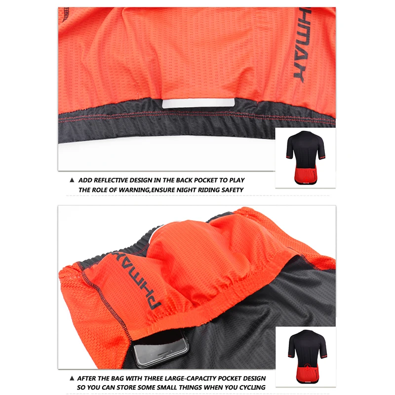 

PHMAX High Elasticity Cycling Jersey Short Sleeve MTB Bike Cycling Clothing With Italy Silicon Grippers Breathable Cycling Wear