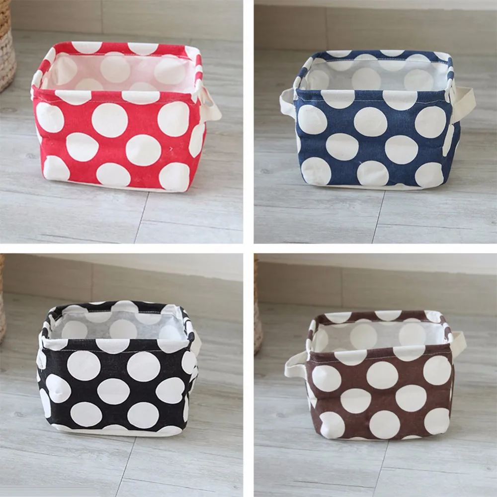 New Dot Pattern Linen Desk Storage Box Holder Home Organization Jewelry Cosmetic Stationery Organizer Case | Дом и сад