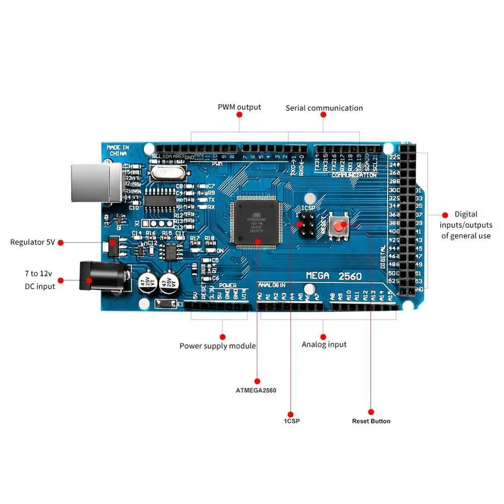 Плата MEGA 2560 R3 ATmega2560 ATMEGA16U2 с usb-кабелем для Arduino | Компьютеры и офис