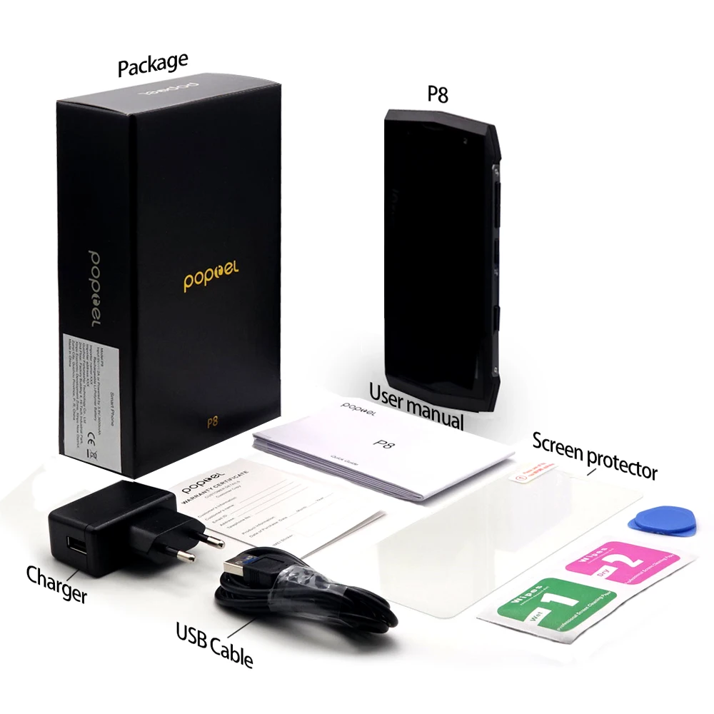 POPTEL P8 смартфон IP68 Водонепроницаемый Android 8 1 5 0 &quotMTK6739 4 ядра 3750 мАч 2 ГБ + 16 Гб 8MP Face ID