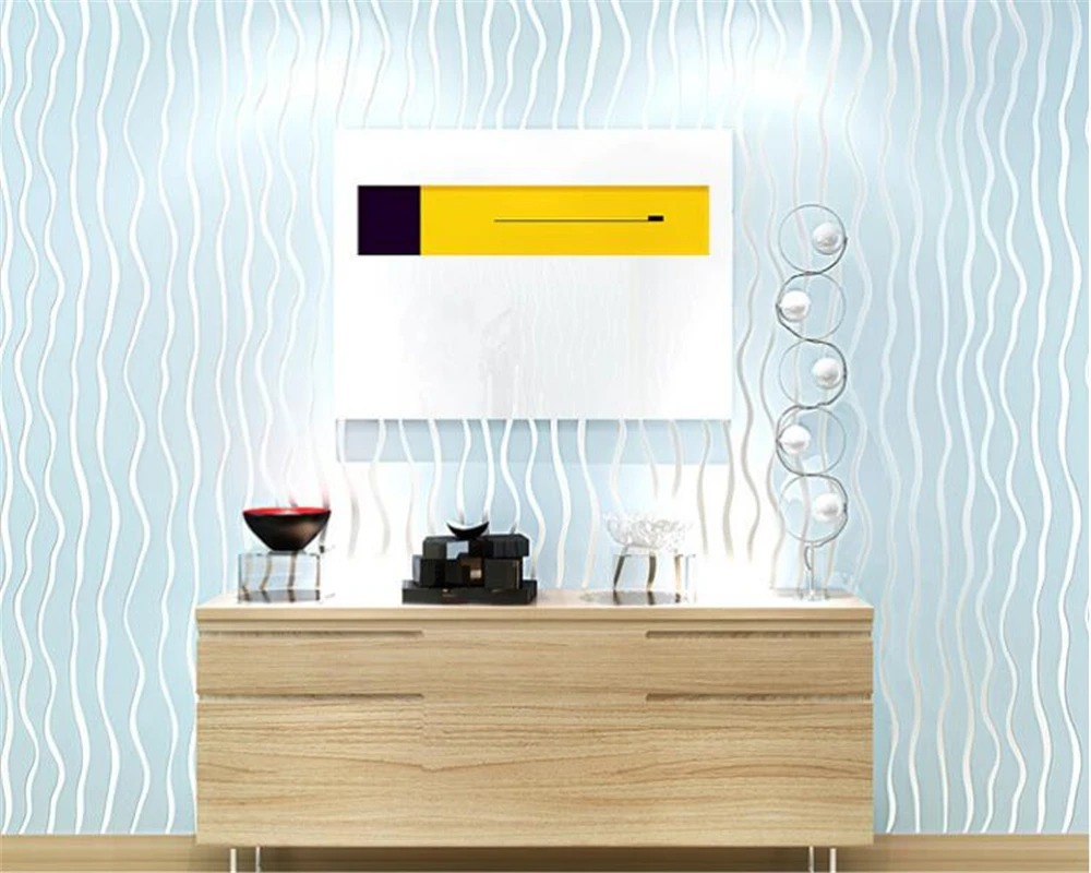 Простые современные полосатые нетканые обои 3D стереоскопические для