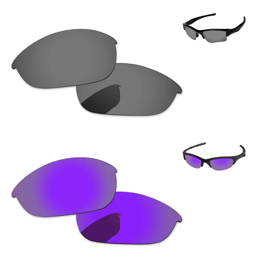 

Фиолетовый и черный хром 2 пары зеркальные поляризованные Сменные линзы для половины солнечные очки к куртке рамка 100% UVA и UVB Защита