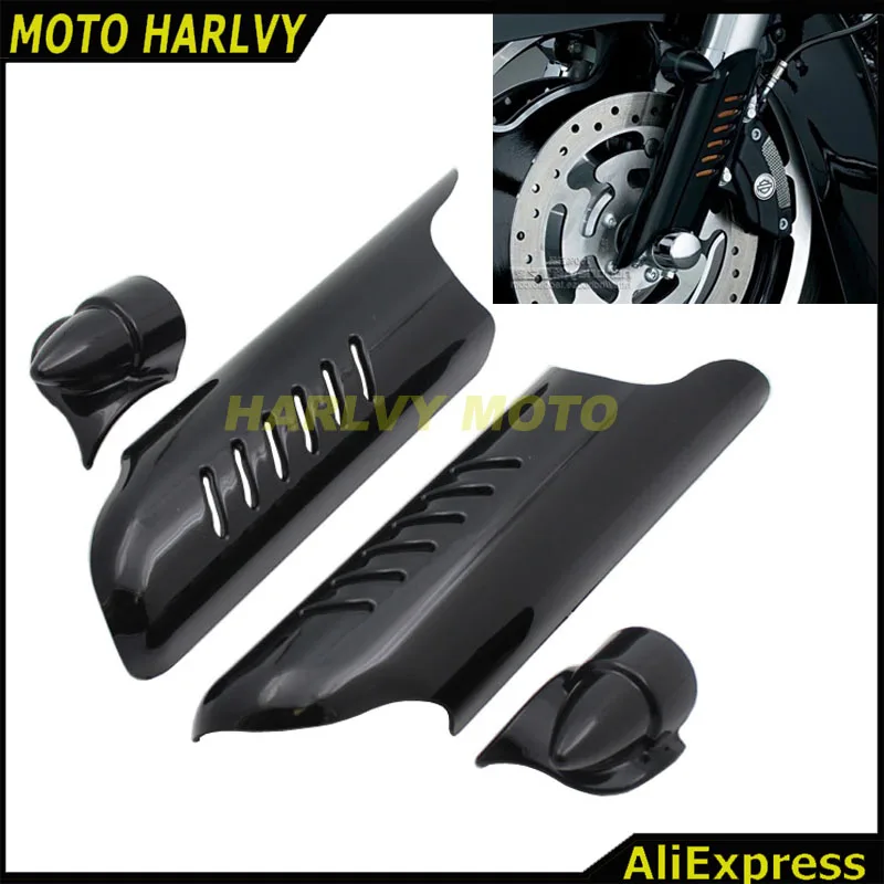 Черная вилка нижняя часть ног дефлекторы защитная крышка для Harley Touring Bagger Road King