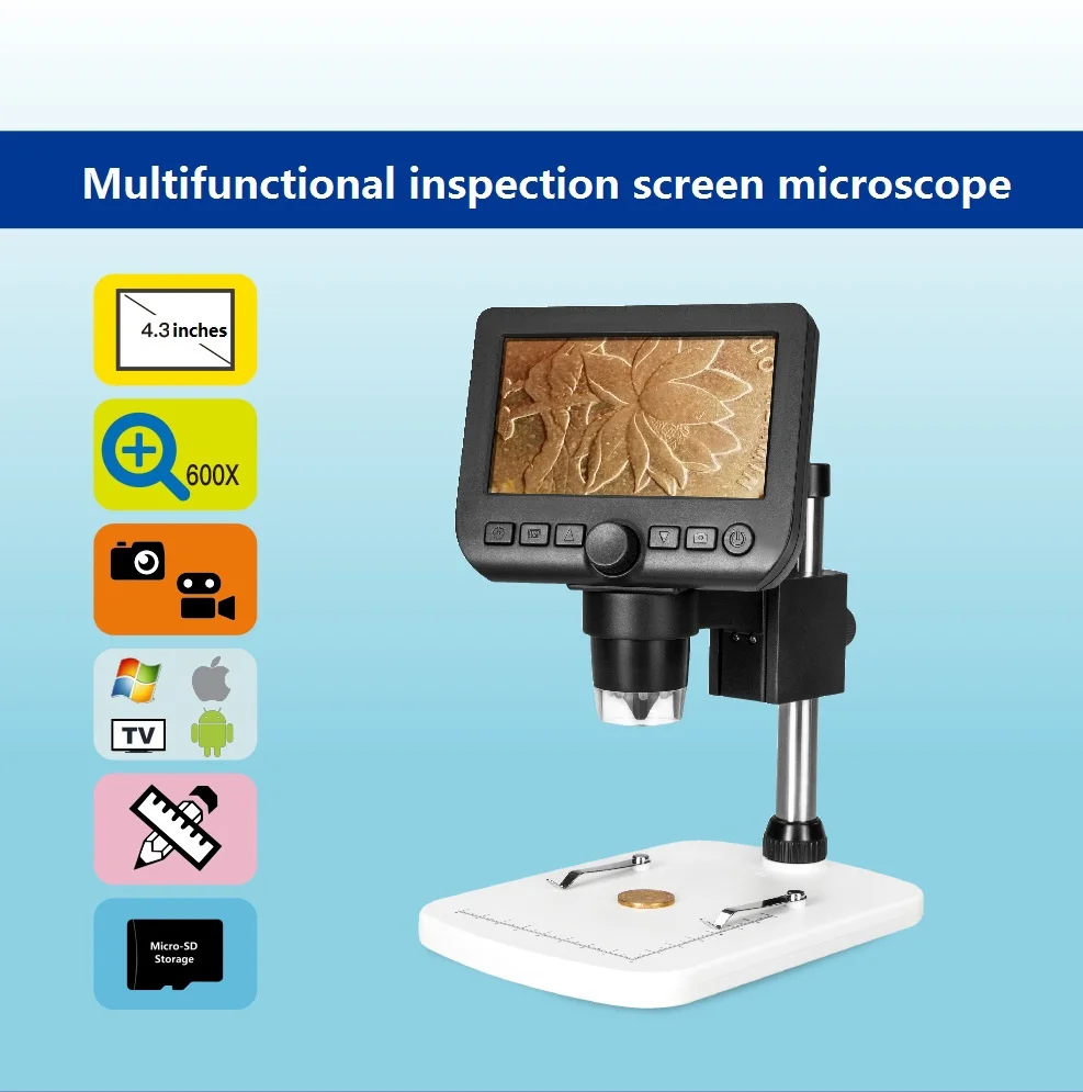 

New 4.3 inch large screen electronic microscope, digital magnifier maintenance special tool multi-function machine