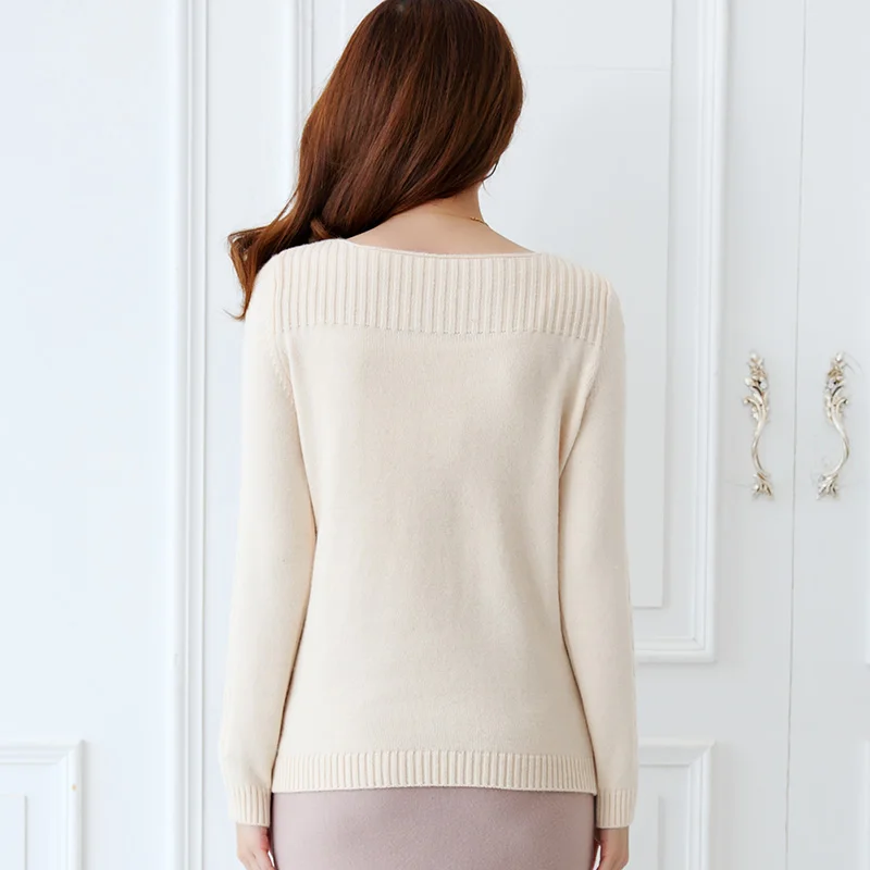 Новинка Осень-зима 2018 кашемировый свитер с круглым вырезом женский короткий