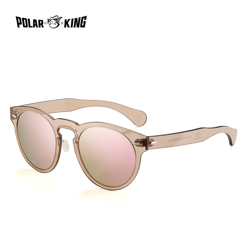C03KhakiPink POLARKING Марка Пластиковые Мужские Поляризованные Солнцезащитные Очки Женщины Без Рамки Рамка Круглые Плоские Линзы Мужчины Солнцезащитные Очки Gafas asculos - Цвет линз: C03KhakiPink