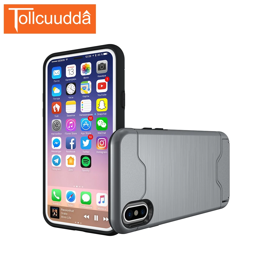 Новый антидетонационных Подставки TPU + PC чехол телефона для iphone х Coque Телефонные