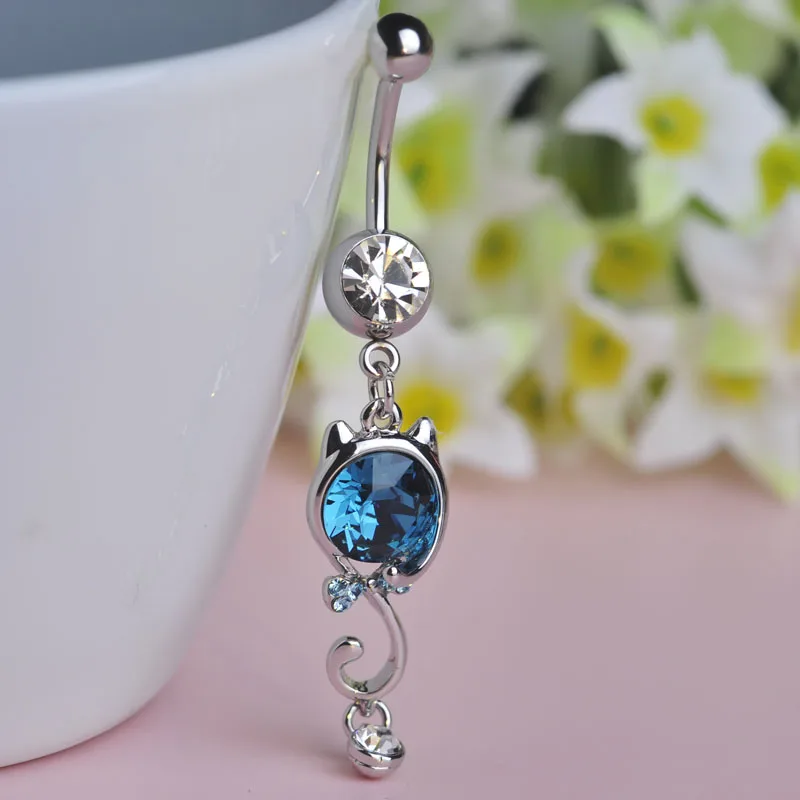 Милый австрийский пирсинг Хрустальный Кот Китти мультфильм висячий пупок