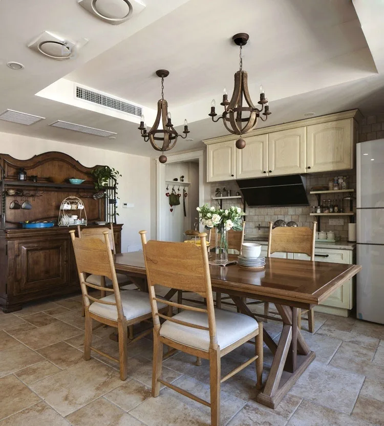 

American Country Style Wooden Metal Rural E14 Bulb Dia 40CM/50CM/80CM Wood Pendant Lamps Droplight For bar Bedroom Living room