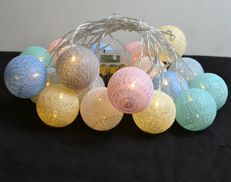 Luces LED Macaron хлопковый шар сказочные гирлянды на батарейках Рождественская