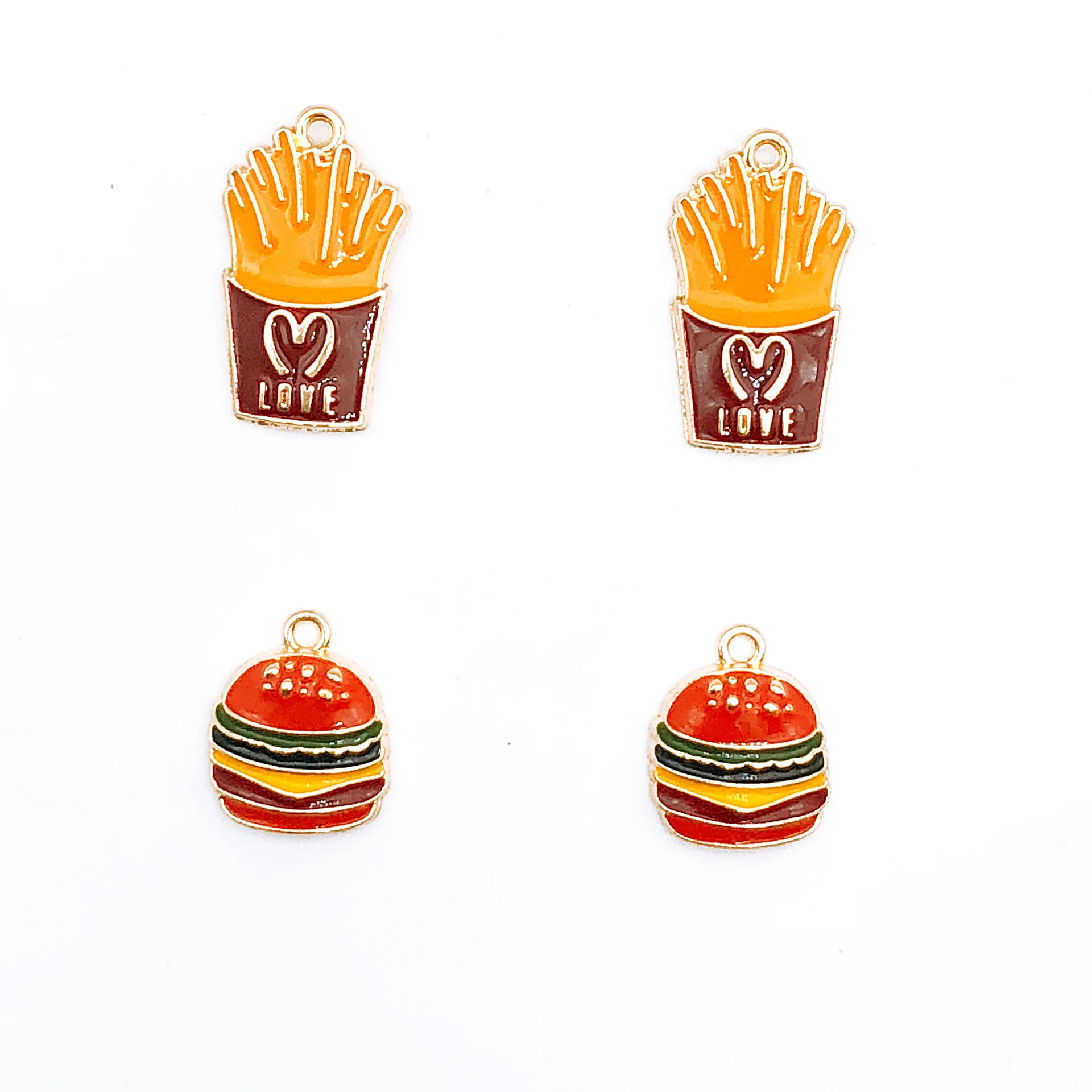 10pcs Fashion Jewelry Enamel Love French Potato Fries Chips Shape Charms Hamburger Pendant Earrings Handmade DIY Material | Украшения и
