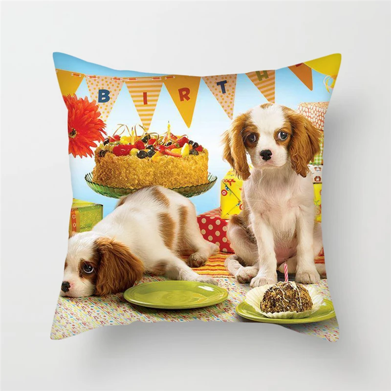 Fuwatacchi Dogs Throw Pillows Cushion Covers Dog Couple Pillow for Home Sofa Decor Funny Animal Square Plush Pillowcases | Дом и сад