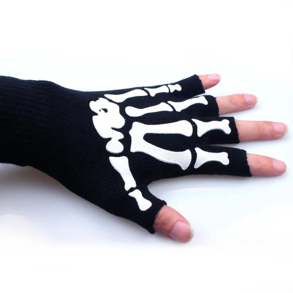 Пара зимних теплых перчаток на Хеллоуин Рождество скелет забавные перчатки с