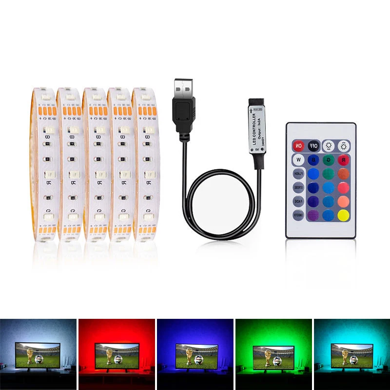 DC5V USB Светодиодные ленты гибкий светильник 3528 с сигналами красного зеленого и