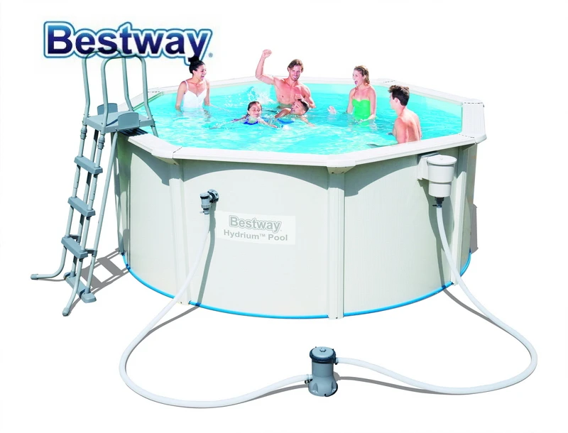 구매 56563 Bestway 300*120cm Hydrium 풀 10x12 '라운드 프레임 수영장 지상 수영장 플러스 필터 사다리 매트 위의 가족 야외