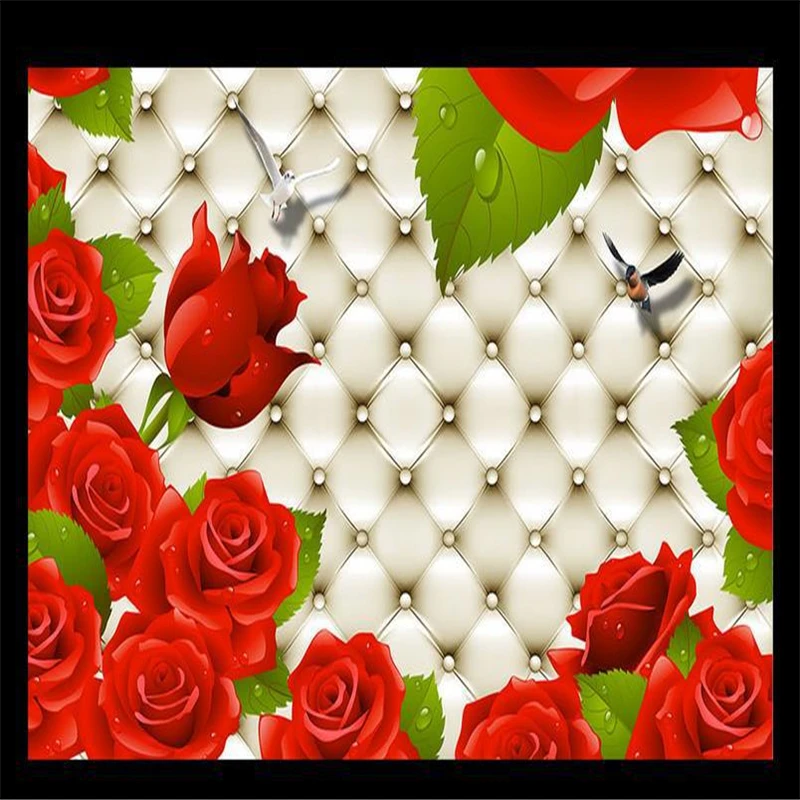 Пользовательские обои 3d стереоскопические Цветочные фрески ТВ фон гостиная