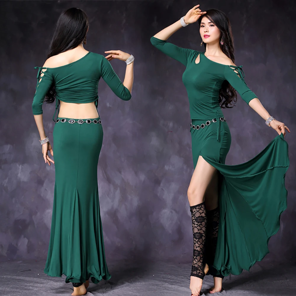 

Professional Belly Dance Dresses For Ladies Black Red Green Purple Elegant Fashion Women Flamenco Free Shipping Costumes Q11195