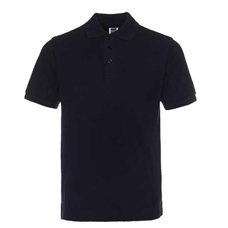 navy blue Новая брендовая мужская рубашка поло, мужская хлопковая рубашка поло с коротким рукавом, Повседневная Однотонная рубашка Camisa Polo Masculina De Marca S-3XL - Цвет: navy blue