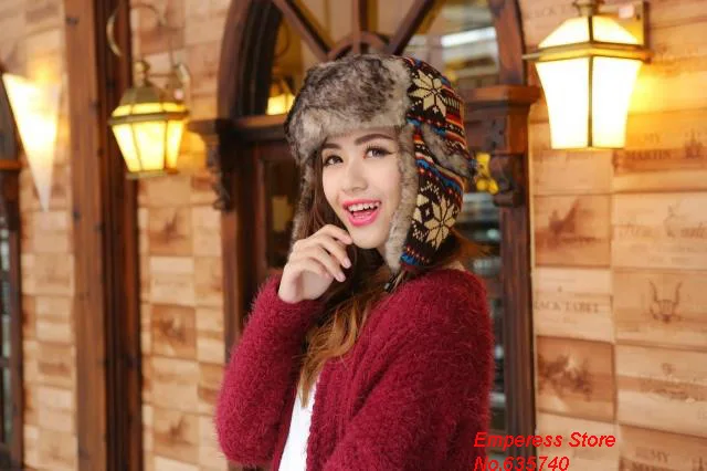 Зимняя женская шапка бомбер меховая с ушками ушными флагами Русская Шапка зимняя