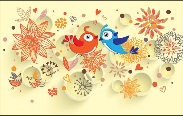 

Custom 3D murals, 3D Korean style hand-painted flowers, living room sofa TV wall children bedroom wall paper