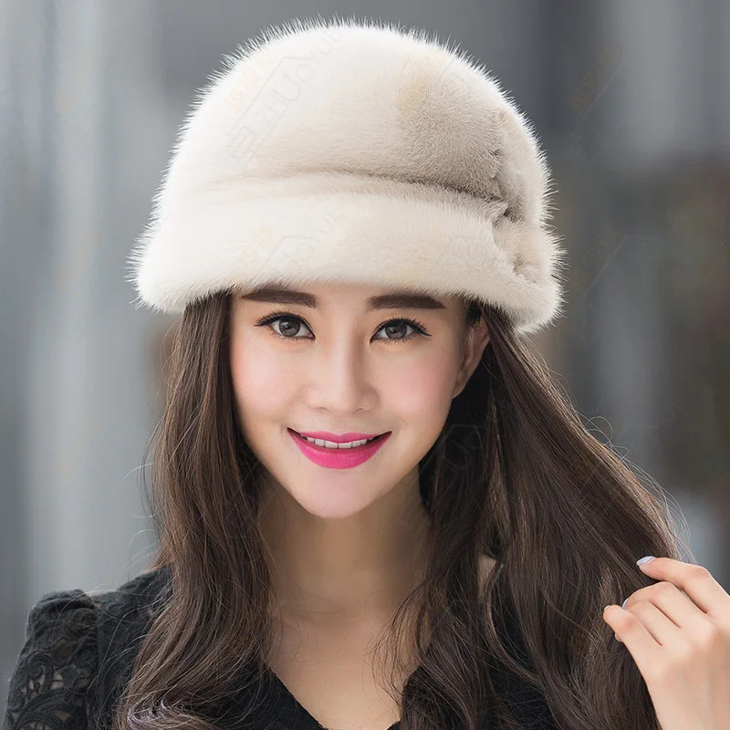 New fashion winter fur hat Mink fedora for women wide brim wedding hats fascinator ZY09 | Аксессуары для одежды