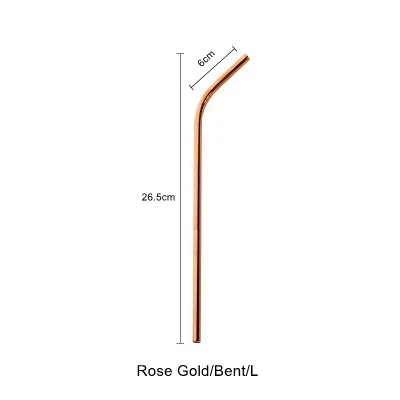 Rose Gold-Bent-L Скандинавские красочные 304 нержавеющая сталь питьевой соломинки многократного использования изогнутая металлическая соломинка Высокое качество трубка Офис Бар посуда для напитков аксессуары - Цвет: Rose Gold-Bent-L
