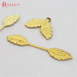 Латунные декоративные листья без покрытия, 50 шт., 34x7 мм, фурнитура сделай сам для изготовления ювелирных изделий, аксессуары, (29456)