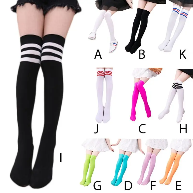 

Kids Girls Autumn Stockings Bright Sweet Candy Color Child Princess Thigh High Stockings School Student Over Knee Hosiery