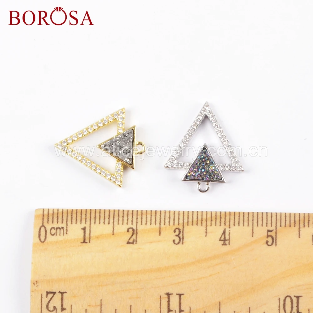 BOROSA 8 шт микро проложить CZ треугольник радужные друзы золотистые и Серебристые