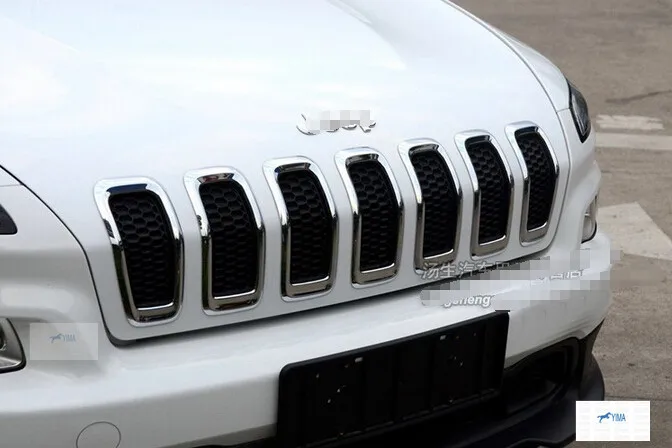 

For JEEP Cherokee 2014 2015 Chrome Front Grille Vent Hole Frame Cover Trims