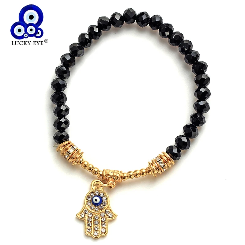 Браслет с хрустальными бусинами Lucky Eye амулет браслет Hamsa ручная подвеска