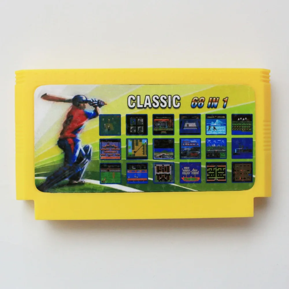 68 в 1 большой желтый 8 бит 60 s карточная игра|60 pin game card|games card games8 bit |