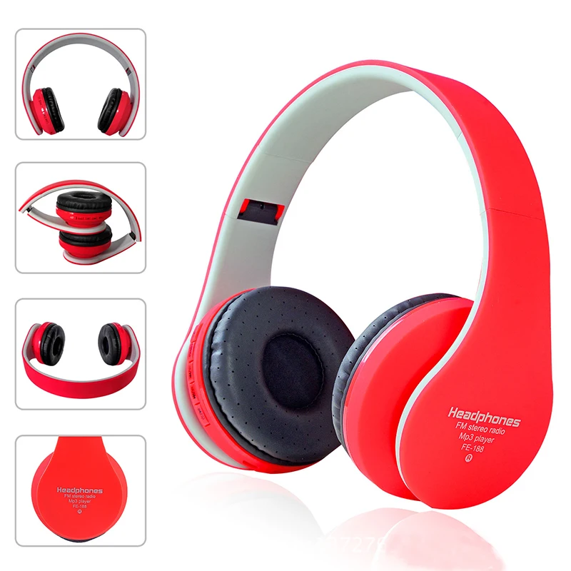 Digital 4 in 1 Stereo Wireless Bluetooth 4.1 + EDR Headphone Foldable Headset &amp Wired Earphone with Mic MicroSD/TF FM Radio |