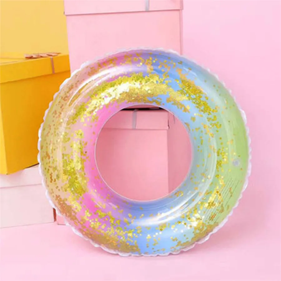 

NEW Kids and Adult Transparent Floating Ring Sequins Swimming Equipment PVC Water Pool Party Accessory For Children Safety