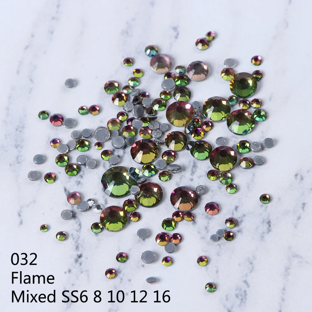 1Box DIY Flatback 3D Nail Art Crystal Glitter Rhinestones Nail Art Decoration Diamond White AB Manicure Mixed SS6-16 Size LA995