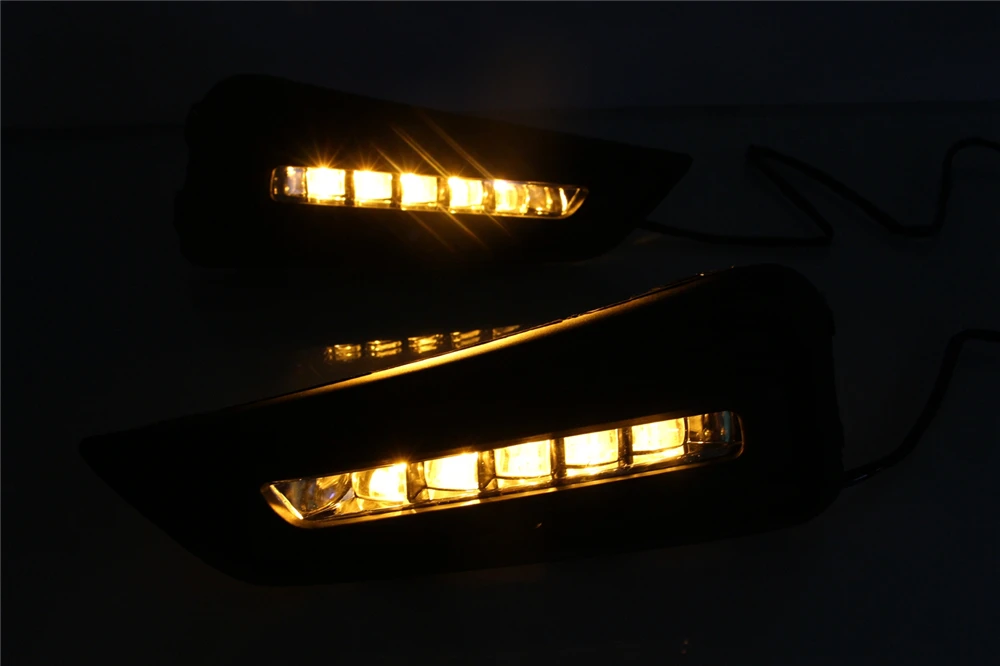 CSGJMY 1 пара дневной свет Светодиодный дневной ходовой свет 12 В DRL для Honda City с желтым цветом поворота сигнальная лампа