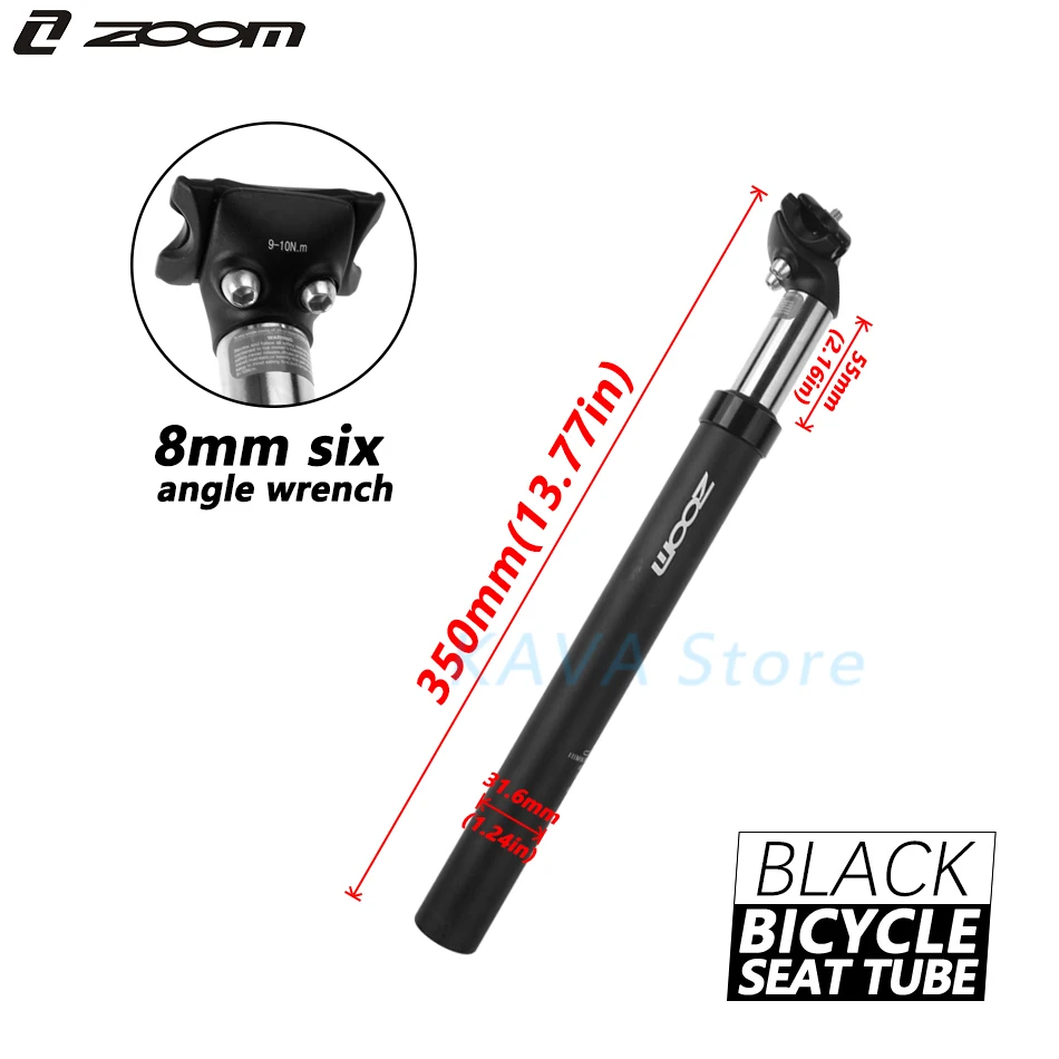 31.6mm black Зум Подседельный штырь для амортизатор демпфирования Alu MTB дорожный велосипед велосипедный Подседельный штырь 27,2/28,6/30,4/30,8-30,9/31,6 мм X 350 мм - Цвет: 31.6mm black