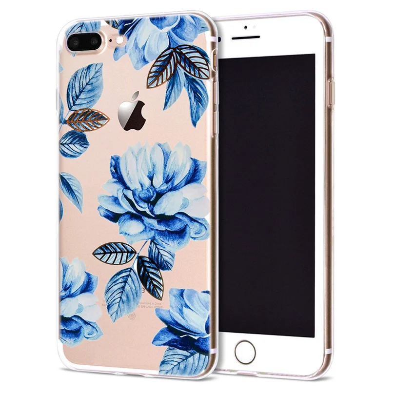 Чехол для Apple iPhone 6 6S 7 Plus X 10 мягкий чехол из ТПУ с цветком листьев Оригинальный 8 B333