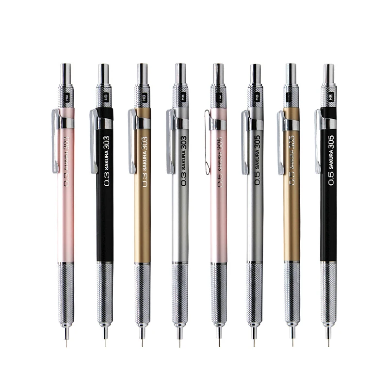 

Sakura Automatic Pencil 0.3/0.5mm 4 Colors Needle Tip Metal Shell No Break Non-slip for Drafting, Sketching, Hand-Drawn, Writing