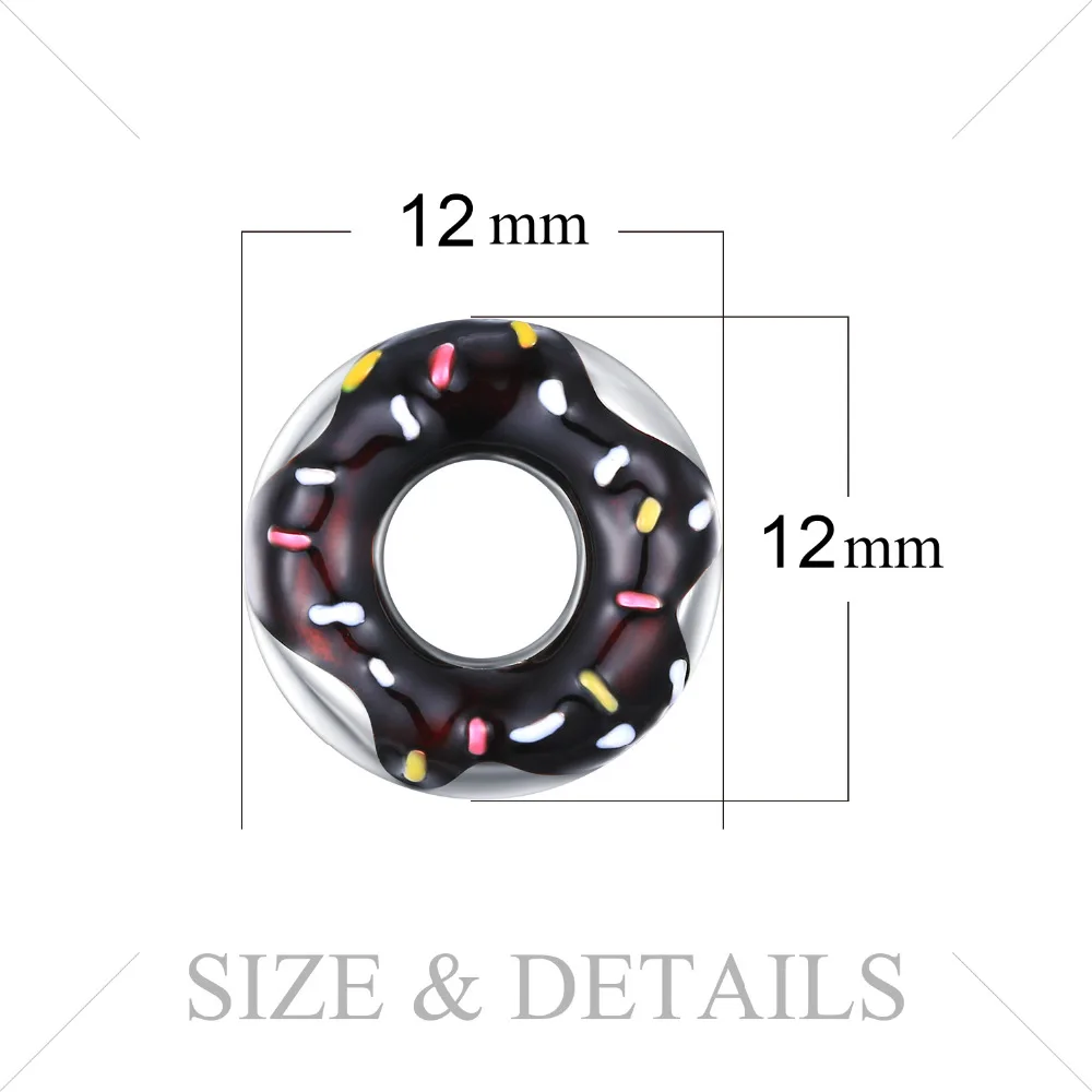JewelryPalace 925 пробы серебро многоцветный эмаль пончик шоколадный Шарм Бусины Fit