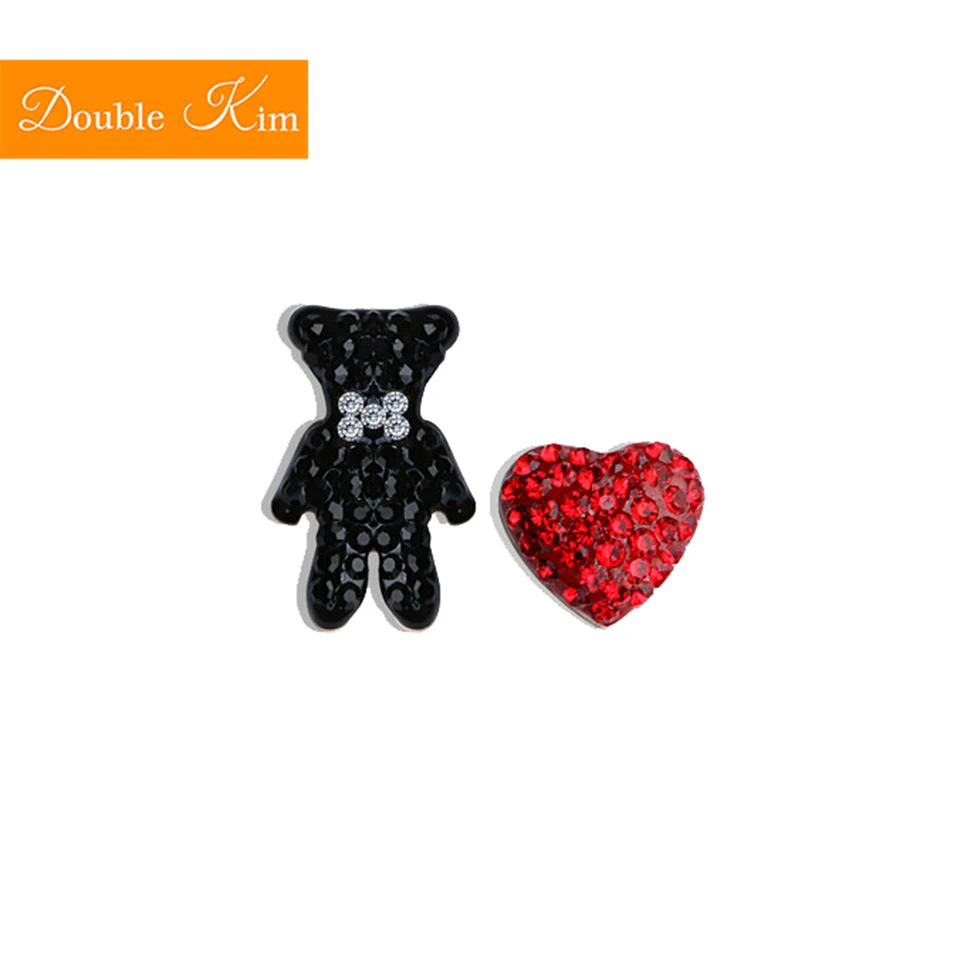 

Small Bear Love Heart Stud Earrings Titanium Stainless Steel Inlaid Zircon Earrings Gold Color Fashion Trendy Women Jewelry Gift