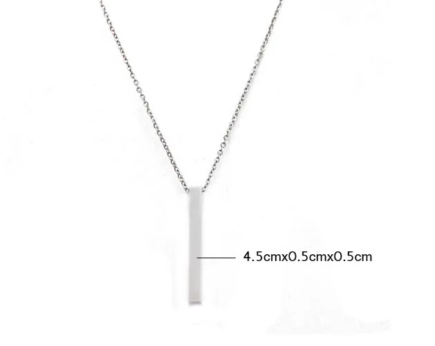 4.5cm Long Stainless Steel Solid Blank or Personalization Customization Bar Disc Necklace Engraved Name Photo | Украшения и